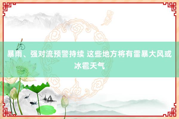 暴雨、强对流预警持续 这些地方将有雷暴大风或冰雹天气