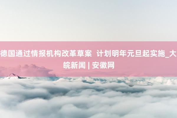 德国通过情报机构改革草案  计划明年元旦起实施_大皖新闻 | 安徽网