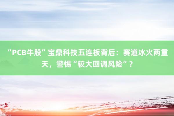 “PCB牛股”宝鼎科技五连板背后：赛道冰火两重天，警惕“较大回调风险”？
