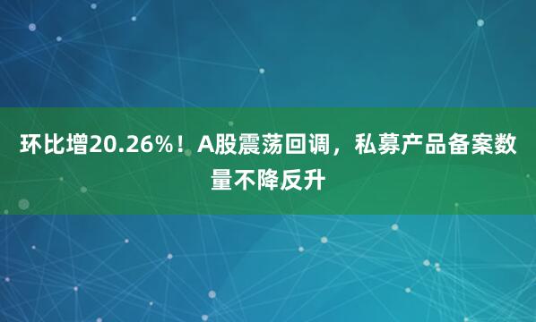 环比增20.26%！A股震荡回调，私募产品备案数量不降反升