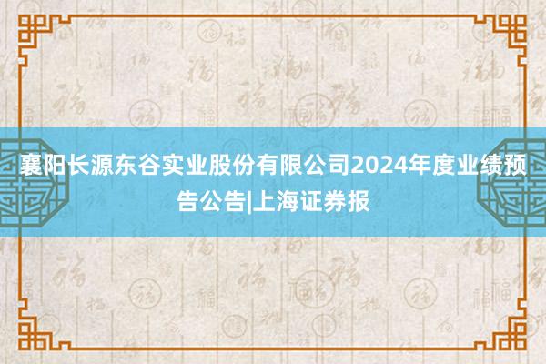襄阳长源东谷实业股份有限公司2024年度业绩预告公告|上海证券报