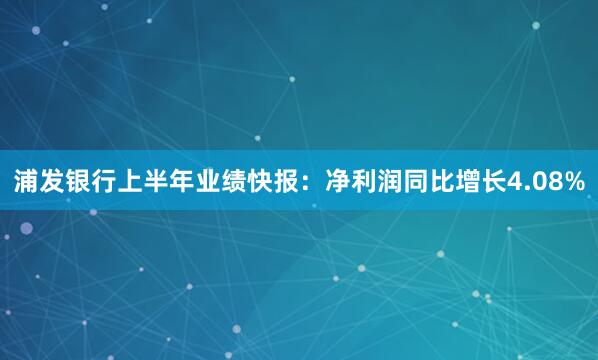 浦发银行上半年业绩快报：净利润同比增长4.08%