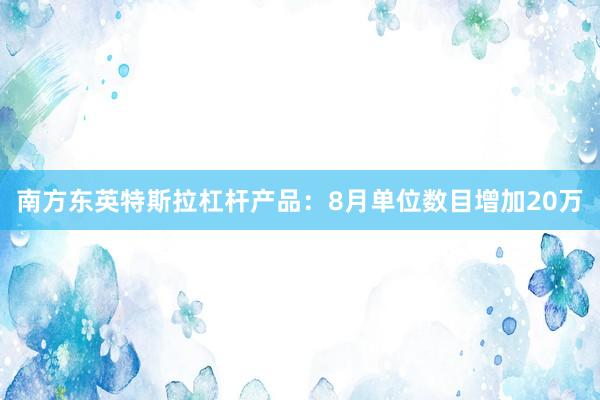 南方东英特斯拉杠杆产品：8月单位数目增加20万