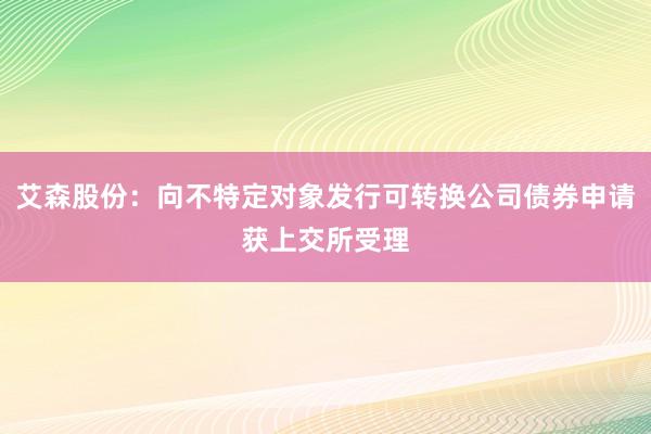 艾森股份：向不特定对象发行可转换公司债券申请获上交所受理