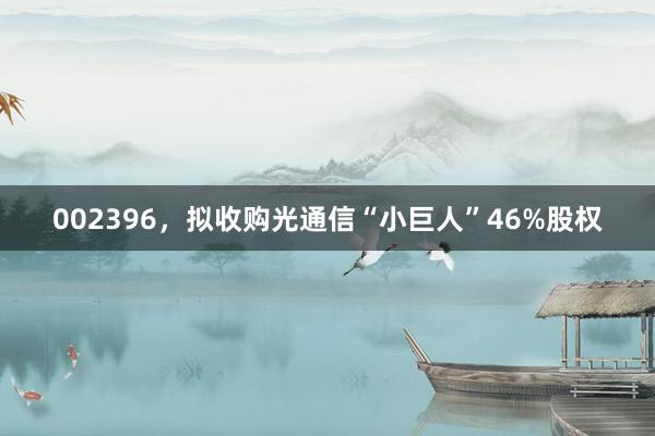 002396，拟收购光通信“小巨人”46%股权