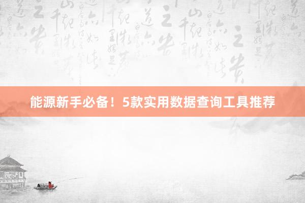 能源新手必备！5款实用数据查询工具推荐
