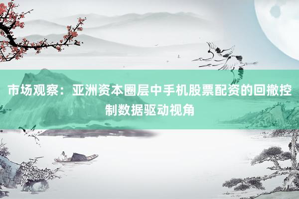 市场观察：亚洲资本圈层中手机股票配资的回撤控制数据驱动视角