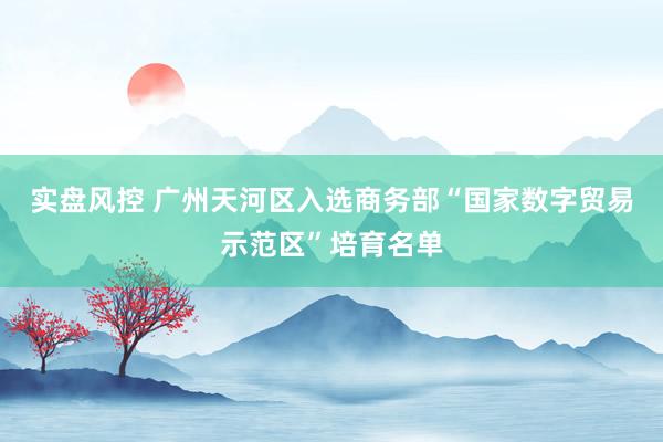 实盘风控 广州天河区入选商务部“国家数字贸易示范区”培育名单