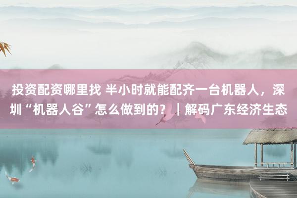 投资配资哪里找 半小时就能配齐一台机器人，深圳“机器人谷”怎么做到的？｜解码广东经济生态