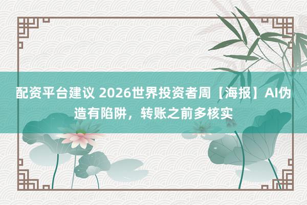 配资平台建议 2026世界投资者周【海报】AI伪造有陷阱，转账之前多核实