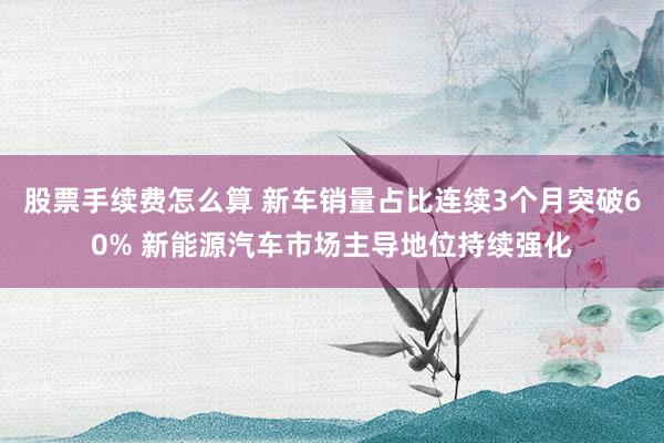 股票手续费怎么算 新车销量占比连续3个月突破60% 新能源汽车市场主导地位持续强化