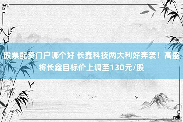 股票配资门户哪个好 长鑫科技两大利好奔袭！高盛将长鑫目标价上调至130元/股